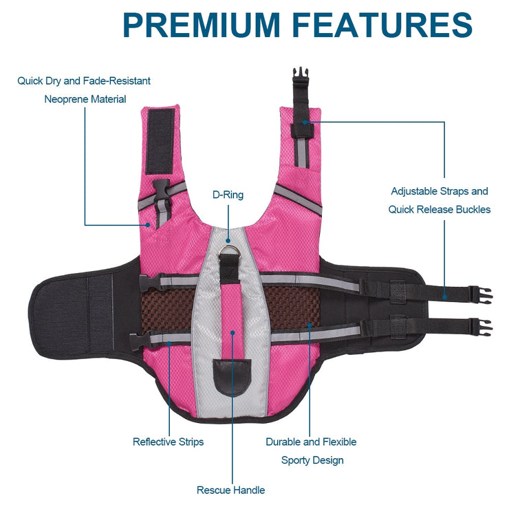 Stylish Dog Life Jacket Safety Swimming Preserver Swimwear Pet Life Vest (Sizes XS - XXL) - ON SALE!