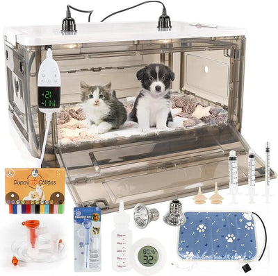 Pet Oxygen Cage and Puppy Incubator with Heating -  Incubator for Newborn Puppies and Kittens 
great for breeders and rescues.