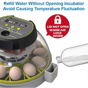 KEBONNIXS Egg Hatching for chickens - 12 Egg Incubator with Humidity Display, Egg Candler, Automatic Egg Turner, for Hatching Chickens