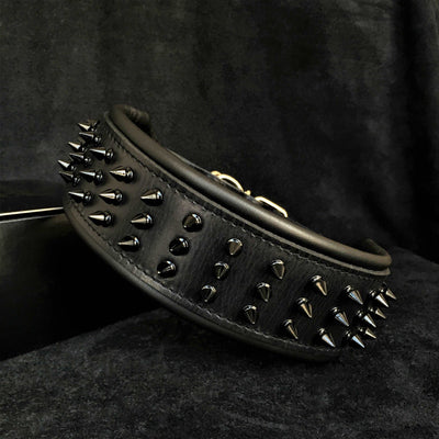 BLACK GIANT COLLAR  - TOP QUALITY - GENUINE LEATHER - HANDCRAFTED
