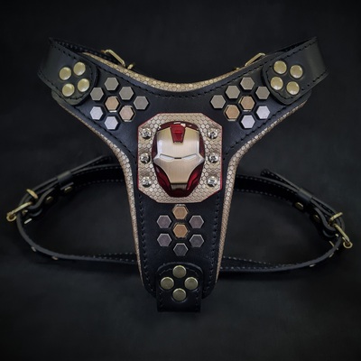 IRON MAN LEATHER DOG HARNESS MEDIUM - TOP QUALITY - HANDCRAFTED - GENUINE LEATHER