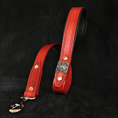 EROS LEASH RED - TOP QUALITY - HANDCRAFTED - GENUINE LEATHER