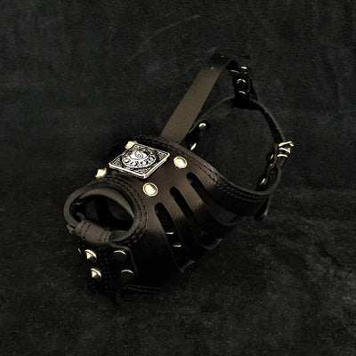 EROS LEATHER BASKET MUZZLE ALL BLACK - TOP QUALITY - HANDCRAFTED - GENUINE LEATHER