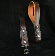 AZTEC BROWN DOG COLLAR - TOP QUALITY HANDCRAFTED - GENUINE LEATHER - IMPORTED