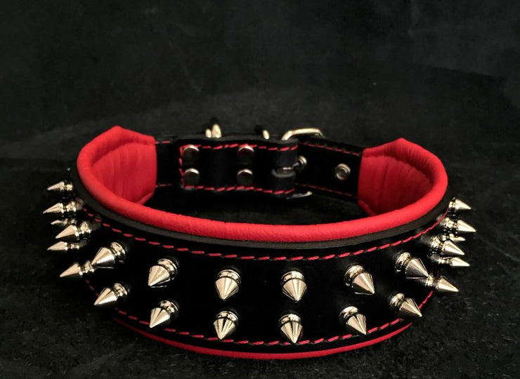 FRENCHIE SPIKE COLLAR - GENUINE LEATHER - SOFT PADDED - TOP  QUALITY - IMPORTED