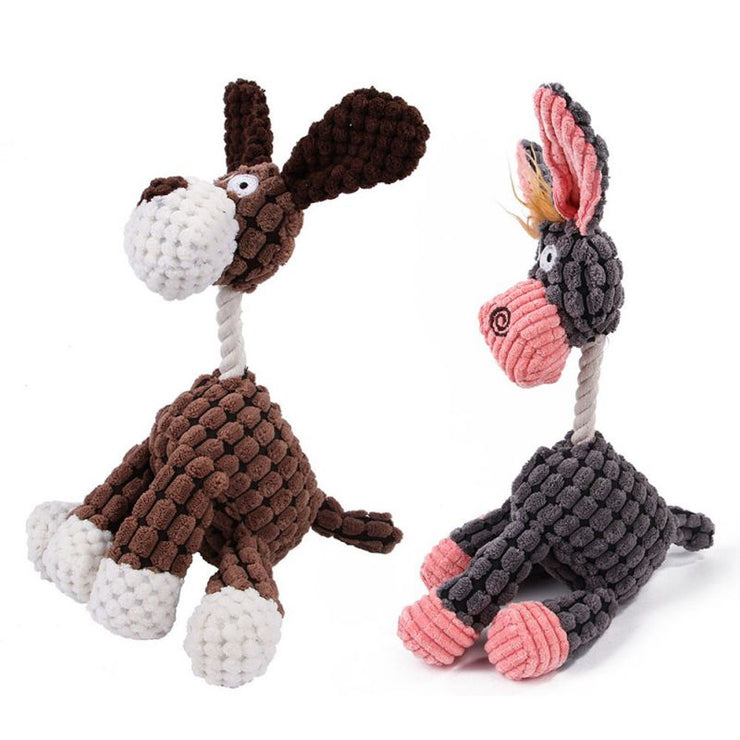 Lots of Fun Cute Pet Squeaky Toy Choices Here On This Listing!  Dog, Donkey & Much More!  All in one listing
Donkey Shape Corduroy Chew Toy For Dog Puppy Squeaker Squeaky Plush Bone Molar Dog Toy Pet Training Dog Accessories
