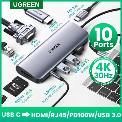 USB HUB 4K HDMI Adapter USB C to RJ45 USB 3.0 PD 100W Dock for MacBook Pro Air M2 M1 USB-C Type C 3.1 Splitter USB C HUB (New)