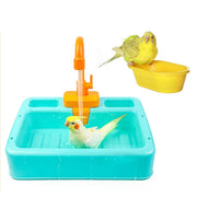 FUN BIRD BATH AND SHOWER BATHTUB SWIMMING POOL for Sun Conure, Calopsita, Parakeet. Cockatiel and other birds has Bath Basin Faucet and Battery Operated and be Set in Cages