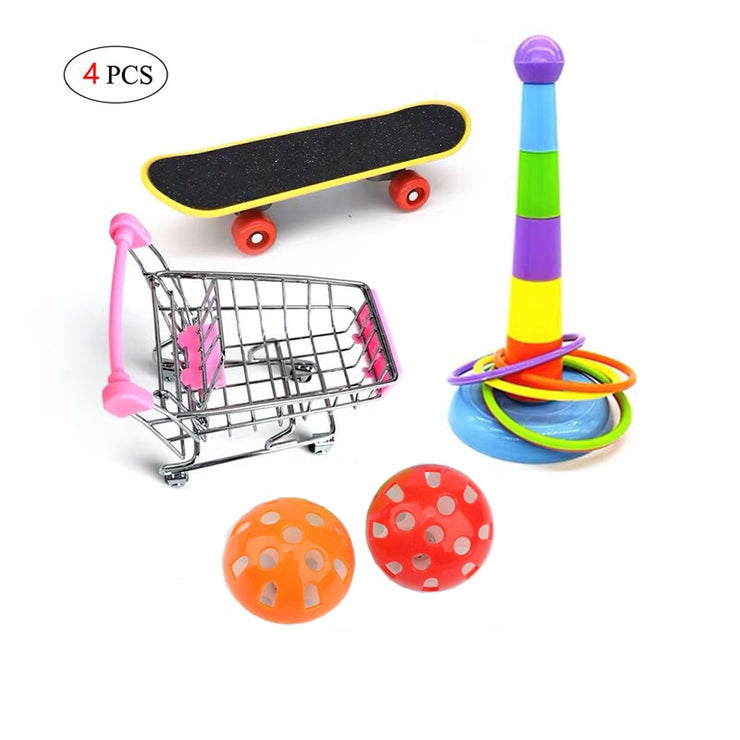 Funny Bird Training Toy Supplies Basketball Stand Lovebird Shopping Cart Bird Toy Shoes Canary Skateboard Parrot Toy Accessories
