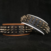 TOUGH DANGER SPIKE COLLAR - - TOP QUALITY HANDCRAFTED - GENUINE LEATHER - IMPORTED