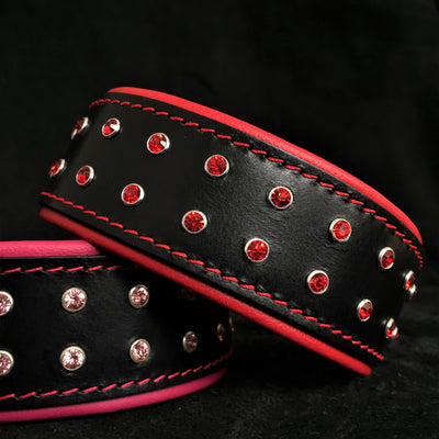 DIAMOND GENUINE LEATHER COLLAR - TOP QUALITY HANDCRAFTED - GENUINE LEATHER
