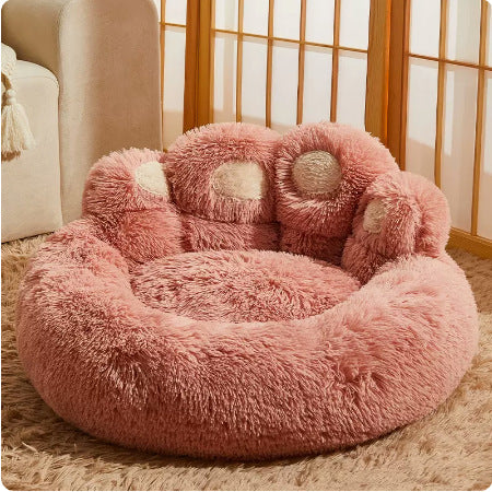 Paw Shaped Dog Bed And Cat Bed, Calm Donut Dog Bed, Warm And Comfortable Soft Dog Round Bed Medium-3XL New