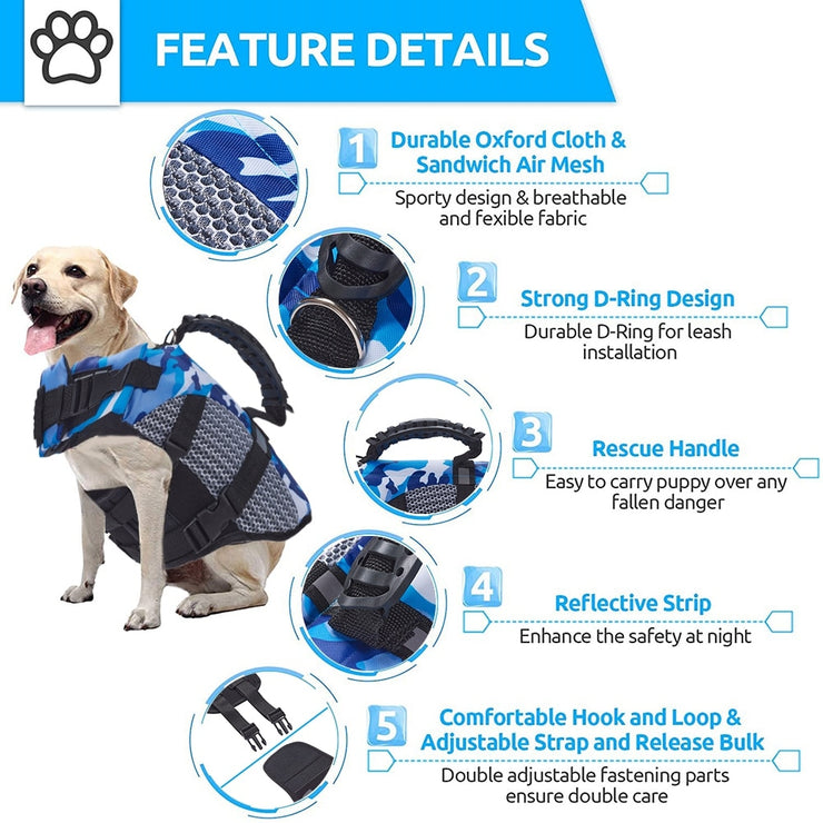 Stylish Dog Life Jacket Safety Swimming Preserver Swimwear Pet Life Vest (Sizes XS - XXL) - ON SALE!