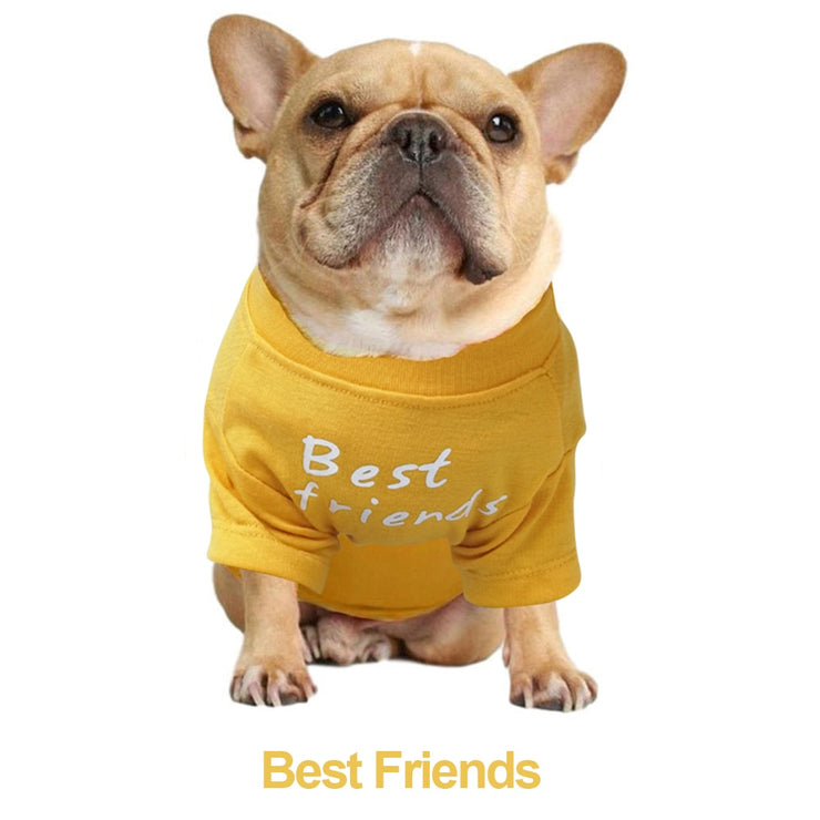 Dog Cotton T-Shirt Quality Breathable Soft Cute Sayings Letters Printed on Shirt for French Bulldog and Small Dogs (Size S - XXL)