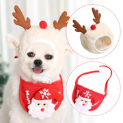 Pet Dog Antlers Saliva Towel for Dog Cat Dress Up Christmas Winter Clothes