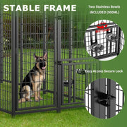 Large Dog Outdoor Kennel Pet Pens Dogs Run Enclosure  Metal Fence with Roof Cover (8'L x 4'W x 5.6'H)