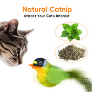 Catnip Bird Simulation Cat Teaser with Feather Soft Plush Fabric Toys for Cats or Kittens