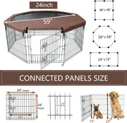 Foldable Metal Dog Exercise Playpen Dog Crate 8 Panels with Bottom Pad or Bottom Pad (Choice) for Animals Outdoor or Indoor