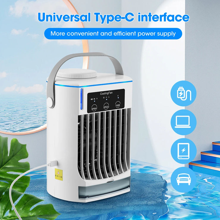 Portable Mini Humidifier Purifier Desktop Cooling Fan Mist Air Conditioner For Summer Office Home USB Charge - USA Shipment