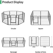 Playpen for Dog or Pet Fence 8 Panels Indoor Outdoor Heavy Duty Portable Foldable Kennel with Removable Food Tray Metal (FREE USA SHIPMENT)