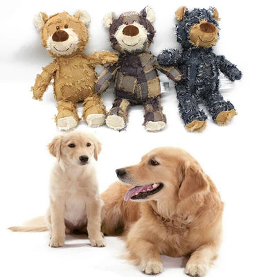 Adorable Bear Plush Toys Squeaking Stuffed Toys For Dogs or Cats Squeak Toy for Small Large Dogs Play Funny Training (2 sizes available until sold out)