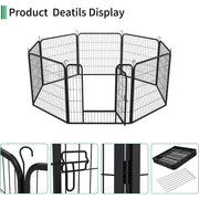 Playpen for Dog or Pet Fence 8 Panels Indoor Outdoor Heavy Duty Portable Foldable Kennel with Removable Food Tray Metal (FREE USA SHIPMENT)