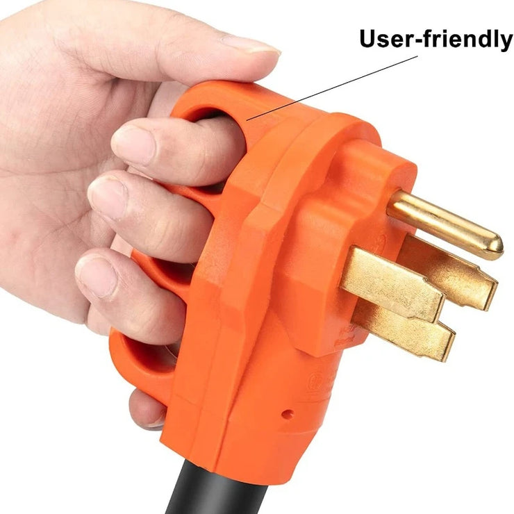 RV Camper Generator Extension Cord 25/30/50 FT 50 AMP NEMA 14-50P 90° Twist Locking Power Cord with Handle Copper Wire RV Electrical Supply Cable