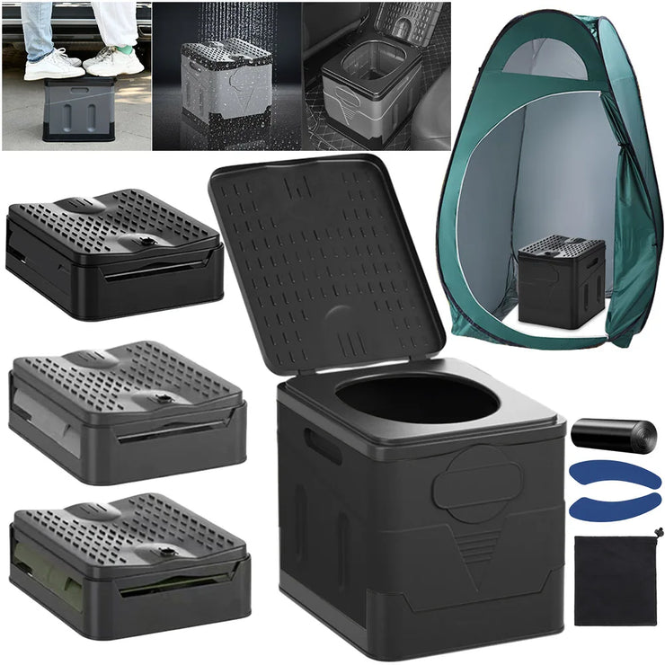 PORTABLE FOLDING TOILET  for Camping Travel Folding Car Emergency Toilet with Cover Seat Toilet Reusable Toilet for Adults Kids