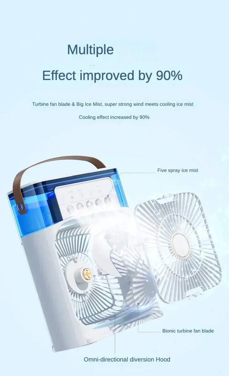 Portable Humidifier,  Fan,  AIr Conditioner  Small Air Cooler Hydrocooling Portable Air Adjustment For Home or Office 3 Speed Fan