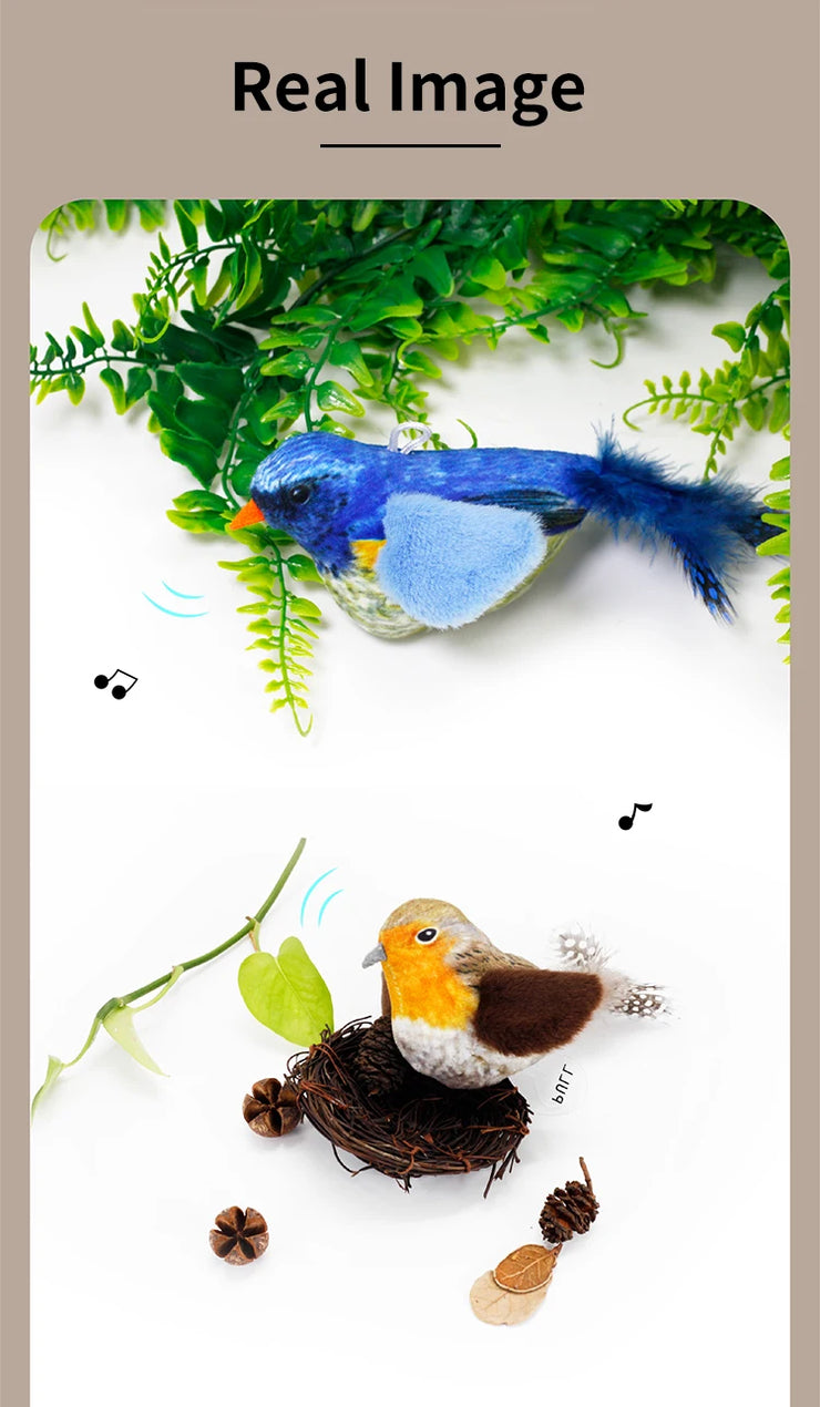 Catnip Bird Simulation Cat Teaser with Feather Soft Plush Fabric Toys for Cats or Kittens