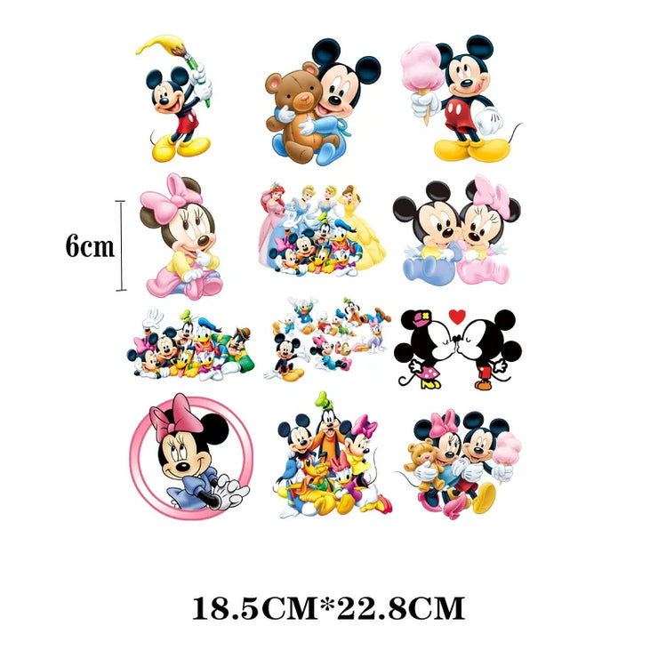 12 Pcs/Lot Heat Transfer Thermo Adhesive Disney Iron On Patches For Children's Clothing Fusible Christmas Stickers and Christmas Disney Patches