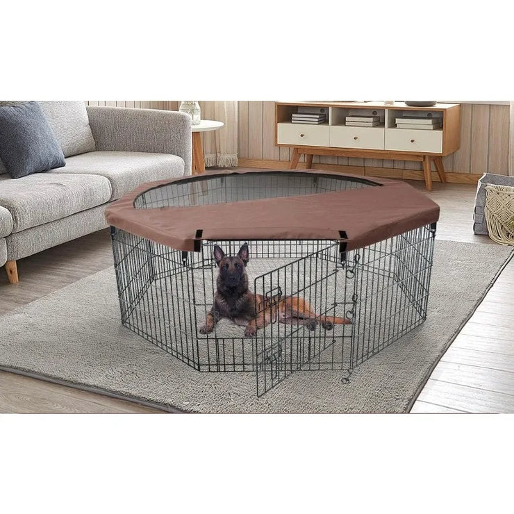 Foldable Metal Dog Exercise Playpen Dog Crate 8 Panels with Bottom Pad or Bottom Pad (Choice) for Animals Outdoor or Indoor