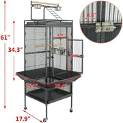 Large Bird Cage with Play Area on Top Parrot Cockatiel 61 Inches Parakeet, Conure, Macaw Cockatoo Cage W/Stand  Free USA Shipment