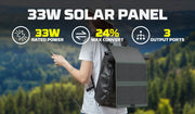 POWERWIN PWS33 Foldable Solar Panel, IP65 Water Resist, Soft 33W ETFE 3 output ports for Fast Charge Mobile Devices PD20W -  Free USA Shipment