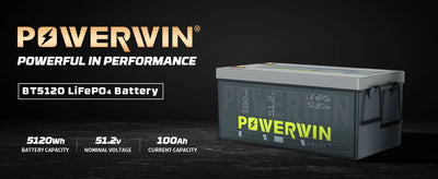POWERWIN BT5120 LiFePO4 battery Built-in BMS Deep Cycles Solar rechargeable Durable eBike motorcycle Scooter 51.2V 100Ah 5120Wh - Free USA Shipment