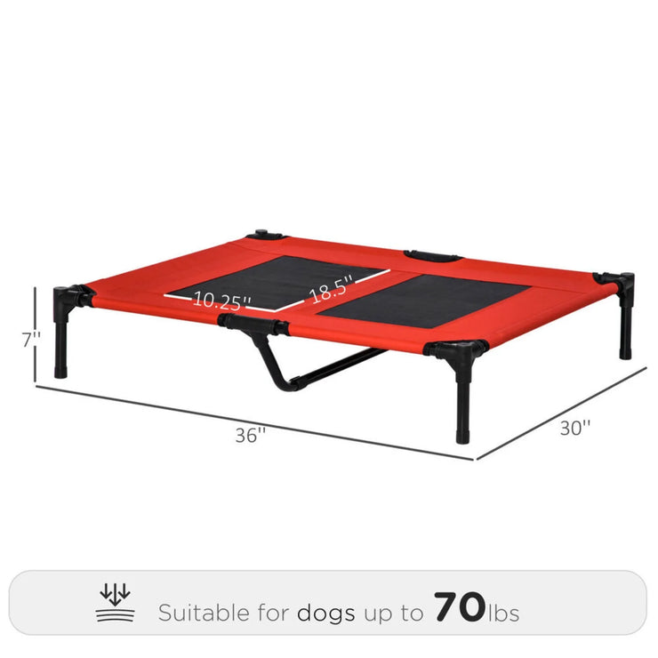 Large Elevated Pet Cot Portable Raised Dog Cat Sleep Bed Indoor Outdoor - No more toys under it that he/she cannot get without digging, its raised!