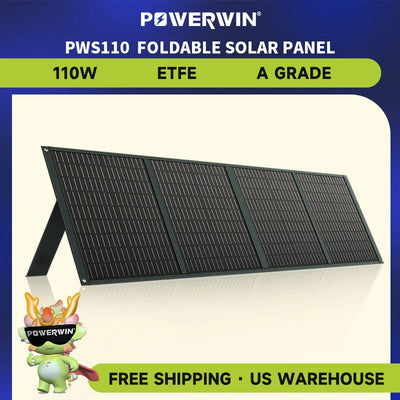 POWERWIN PWS110 Foldable Solar Panel Battery Charger Flexible 18V 110W ETFE 24% Efficiency Voltage Regulator Fast QC Output RV