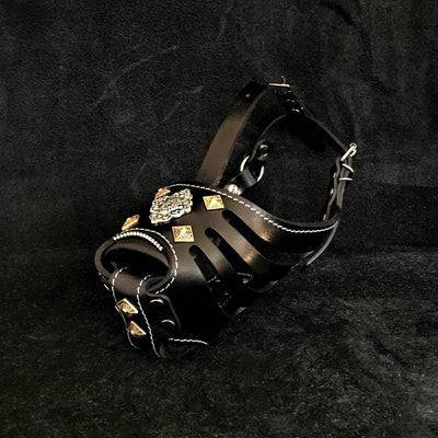AZTEC LEATHER BASKET MUZZLE BLACK - GENUINE LEATHER - HANDCRAFTED - IMPORTED