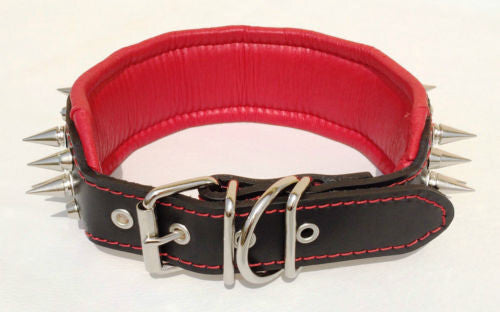 Spiked Stainless Steel Predator Collar - Handcrafted - Genuine Leather - Imported