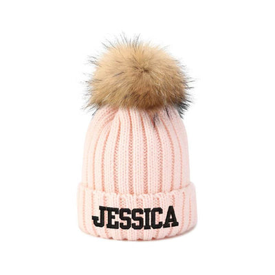 Pompom Embroidery Beanie Hat - Wholesale in Bulk