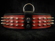 SILVER GIANT COLLAR LIMITED EDITION CALLED "RED"  - GENUINE LEATHER - HANDCRAFTED - IMPORTED