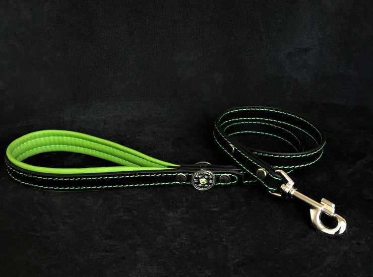 BIJOU BLACK AND GREEN COLLAR - TOP QUALITY HANDCRAFTED - GENUINE LEATHER - IMPORTED