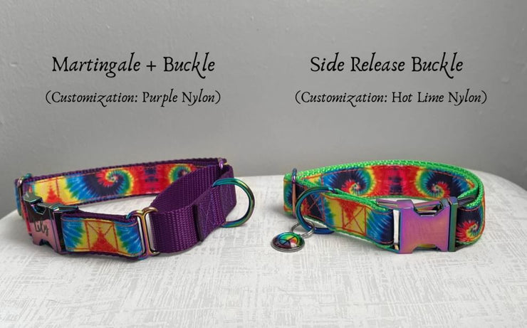 PEACE LOVE  DOG COLLAR - Customized Martingale or Standard Dog Collar