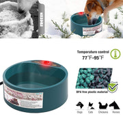 Heated Dog Bowl Waterproof Bite-resistant Safe Thermal Pet Bowl Anti-skid for Small Medium Large Dogs 2.2 L