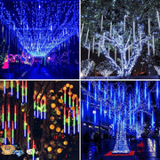 LED Meteor Shower Rain Lights Waterproof Falling Rain Drop Christmas Lights Cascading Lights for Holiday Party Tree Decoration