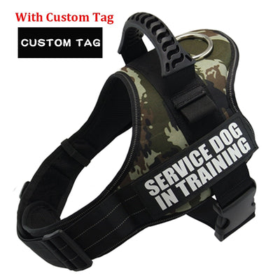 K9 Nylon Personalized Dog harness Reflective Adjustable Pet Harness for Sizes XS to XL  No Pull Dog Harness with custom tag and color options Service Dog