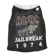 Upcycled Dog Tank - L "ACDC WHITE"