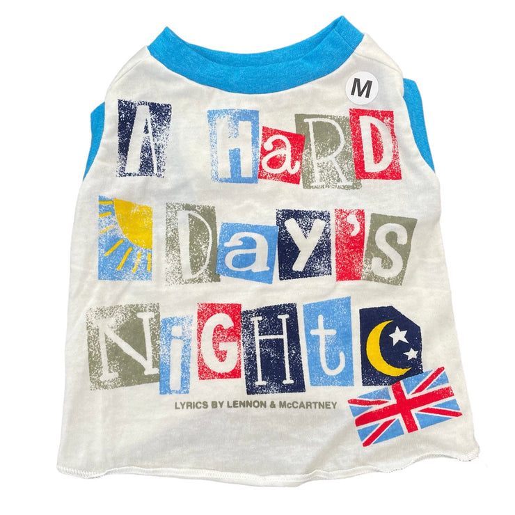 Upcycled Dog Tank - M "HARD DAY'S NIGHT"