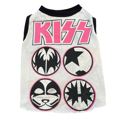 Upcycled Dog Tank - XL "KISS ICONS IN PINK"