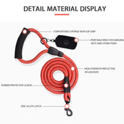 2 Way Braided Nylon Dual Dog Leash Double Lead for Walking or Running Couplers W Soft Padded Handle comes in 4 different colors New